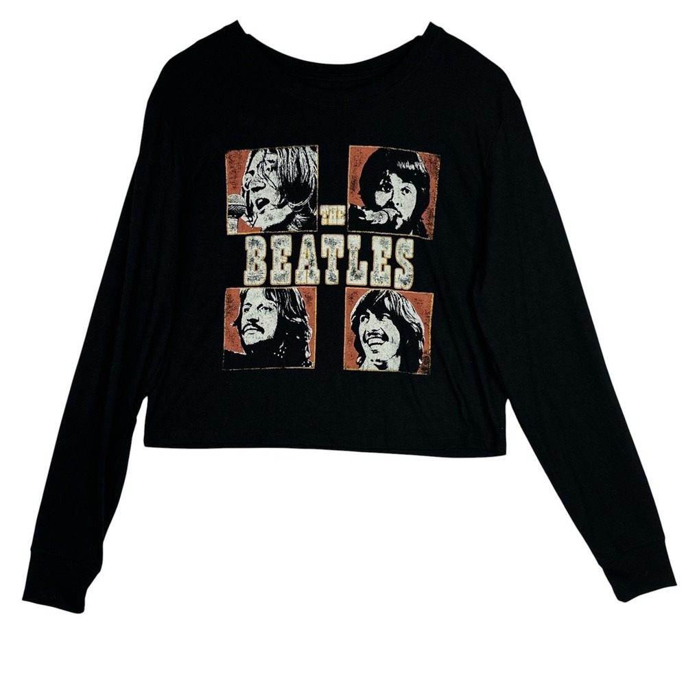 The Beatles Cropped Long Sleeve Graphic Tee Large